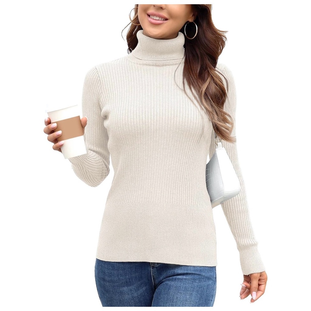 NWT : Rocorose : size : XS : cream ivory ribbed casual turtleneck sweater top